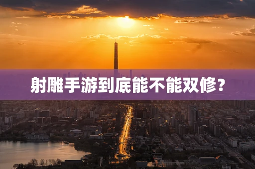 射雕手游到底能不能双修？